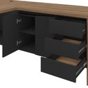 Ver imagem 3 de Mesa para Escritório em L 180x190cm 2 Portas e 3 Gavetas Unik A02 Nogal Preto - Lyam Decor