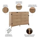 Ver imagem 3 de Cômoda Quarto 138cm 8 Gavetas Madeira Maciça Nira Tauari F07 - Mpozenato