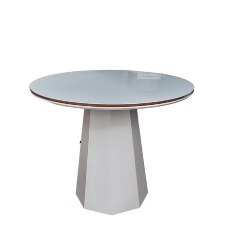 Mesa de Jantar Cone  Oitavada 90 cm com Tampo duplo Redondo Com Vidro Off/Mel/Off **SOMENTE A MESA**