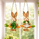 Ver imagem 2 de Casal Coelho Decorativos Sentado Balanço Cenoura Páscoa 60cm