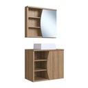 Ver imagem 2 de Conjunto Gabinete Banheiro com Cuba Espelheira 70cm 2 Portas Mel Laura - Faema Móveis