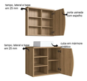 Ver imagem 4 de Conjunto Gabinete Banheiro com Cuba Espelheira 70cm 2 Portas Mel Laura - Faema Móveis