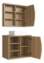 Ver imagem 4 de Conjunto Gabinete Banheiro com Cuba Espelheira 70cm 2 Portas Mel Laura - Faema