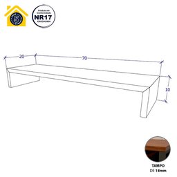 Suporte P/ Monitor MDF Mesa Escritório 70cm X 20cm F5 - 2