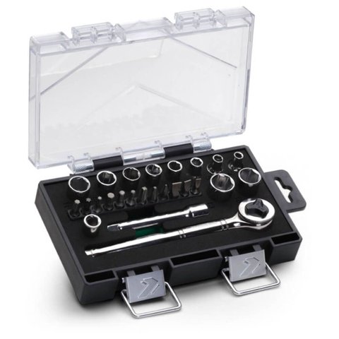 Jogo de Soquetes Sextavado Crv 25 Peças 1/4"" - 234410ibj - Belzer Jogo de Soqeuetes Sextavado Crv 2