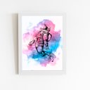 Ver imagem 1 de Astronauta Azul e Rosa Arte Quadro Moldura Branca 60x40cm