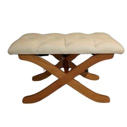 Puff Captone 74x48x42 Retangular Base Madeira Bege Decoração - 1