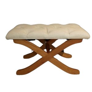 Puff Captone 74x48x42 Retangular Base Madeira Bege Decoração