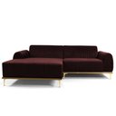 Ver imagem 1 de Sofá 3 Lugares Lisboa D07 com Chaise Esquerda 230cm Veludo Bordô - D’Rossi