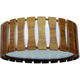 Lustre Plafon Madeira Ripado Redondo 50 Cm para Sala de Estar Sala de Jantar Cor Freijó - 1