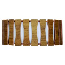 Lustre Plafon Madeira Ripado Redondo 50 Cm para Sala de Estar Sala de Jantar Cor Freijó - 4