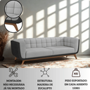 Ver imagem 4 de Sofá 2 Lugares 180cm Retrô Pés de Madeira Luxo Premium Estofado em Linho e Corino Sala e Recepção