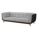 Ver imagem 2 de Sofá 2 Lugares 180cm Retrô Pés de Madeira Luxo Premium Estofado em Linho e Corino Sala e Recepção