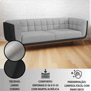 Ver imagem 3 de Sofá 2 Lugares 180cm Retrô Pés de Madeira Luxo Premium Estofado em Linho e Corino Sala e Recepção