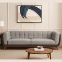 Ver imagem 1 de Sofá 2 Lugares 180cm Retrô Pés de Madeira Luxo Premium Estofado em Linho e Corino Sala e Recepção