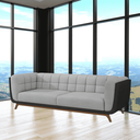 Ver imagem 6 de Sofá 2 Lugares 180cm Retrô Pés de Madeira Luxo Premium Estofado em Linho e Corino Sala e Recepção