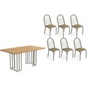 Ver imagem 1 de Conjunto: Mesa de Cozinha Duina C/ Tampo de Madeira 160cm e 6 Cadeiras Holanda Niquel/freijo -