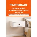 Ver imagem 5 de Mesa de Cabeceira Suspensa 40cm com Gaveta MDF 15mm Branco Puxador Retrô Já Montada