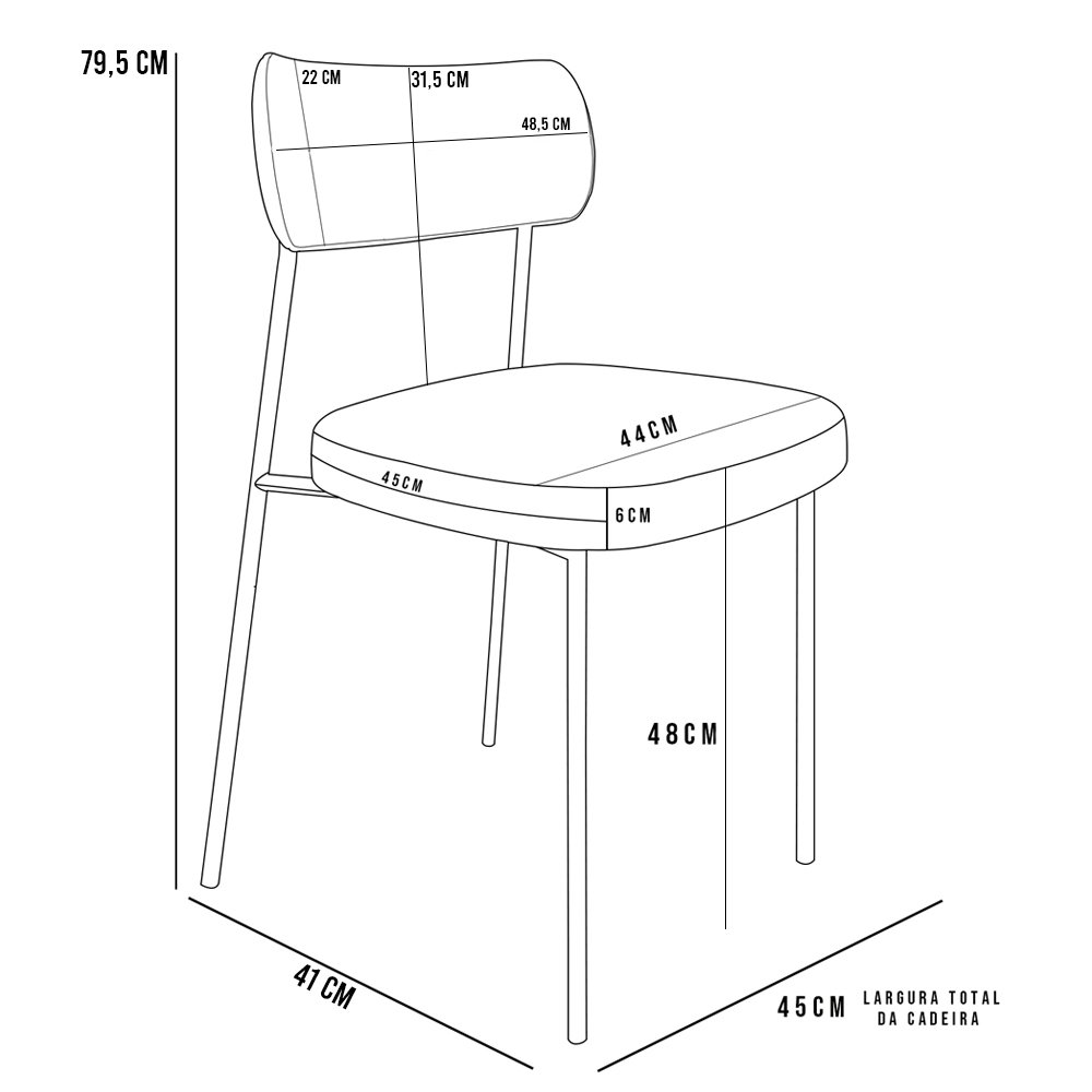 Kit 06 Cadeiras Estofadas Para Sala De Jantar Melina L02 Couríssimo Camel - Lyam Decor - 5