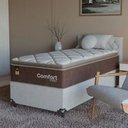 Ver imagem 1 de Cama Box Solteiro + Colchão Comfort Class Pillow Top 88x188 Marrom/suede Branco