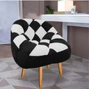 Ver imagem 1 de Poltrona Paloma Escritório Sala Pé Palito Suede Preto e Suede Branco - Dominic Decor