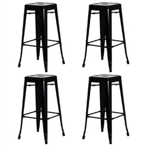 Kit 4 Banquetas Iron Ferro Tolix Churrasqueira Bar Cozinha Preto Fosco