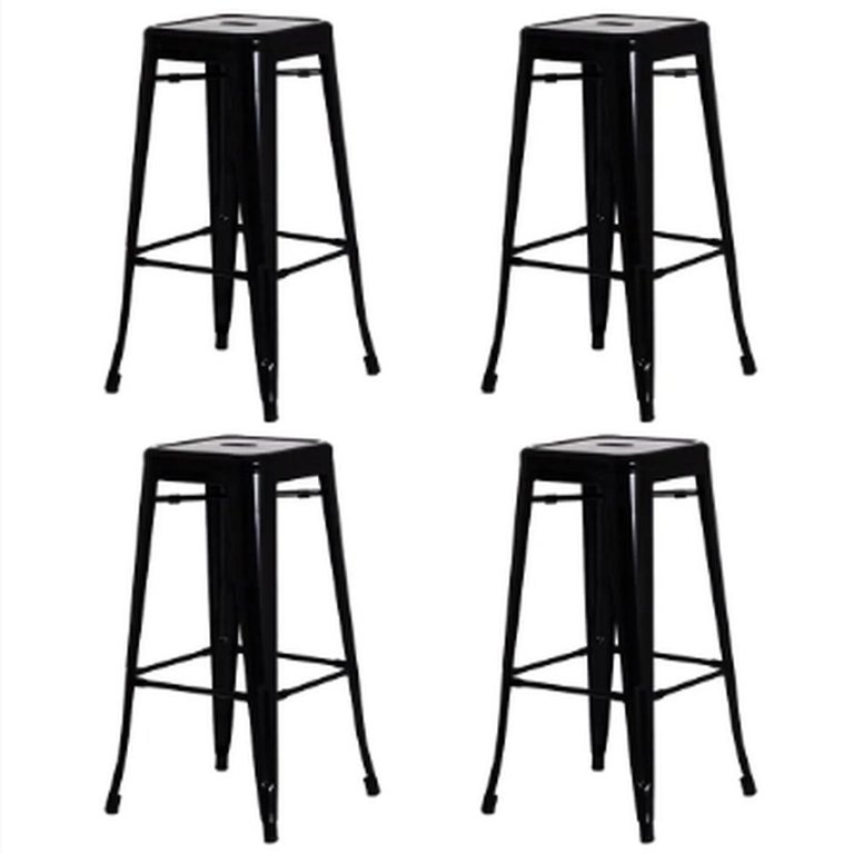 Kit 4 Banquetas Iron Ferro Tolix Churrasqueira Bar Cozinha Preto Fosco