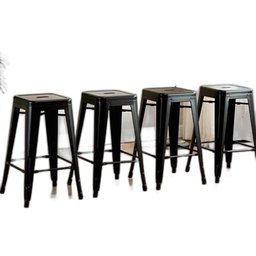 Kit 4 Banquetas Iron Ferro Tolix Churrasqueira Bar Cozinha Preto Fosco - 5