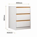 Ver imagem 2 de Mesa Cabeceira 3 Gavetas Puxador Cava 45 cm 100% MDF Cor:Branco com Peroba