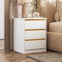 Ver imagem 1 de Mesa Cabeceira 3 Gavetas Puxador Cava 45 cm 100% MDF Cor:Branco com Peroba