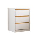 Ver imagem 3 de Mesa Cabeceira 3 Gavetas Puxador Cava 45 cm 100% MDF Cor:Branco com Peroba