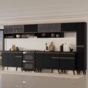 Ver imagem 1 de Armário de Cozinha Completa Atlanta Edge com Vidro Carraro Preto Touch