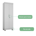 Ver imagem 4 de Armário Multiuso 2 Portas C/ Chave Mucuri Jcm Branco