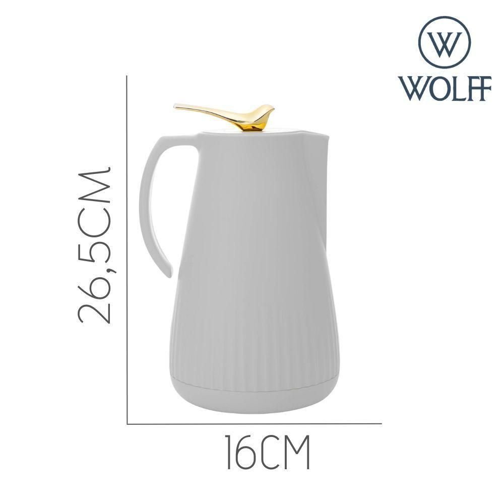 Garrafa Térmica de Plástico com Tampa Pássaro Dourado Ouro New Bird Branca 1l Wolff - 4