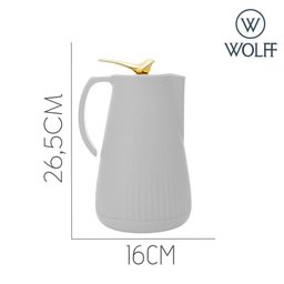 Garrafa Térmica de Plástico com Tampa Pássaro Dourado Ouro New Bird Branca 1l Wolff - 4
