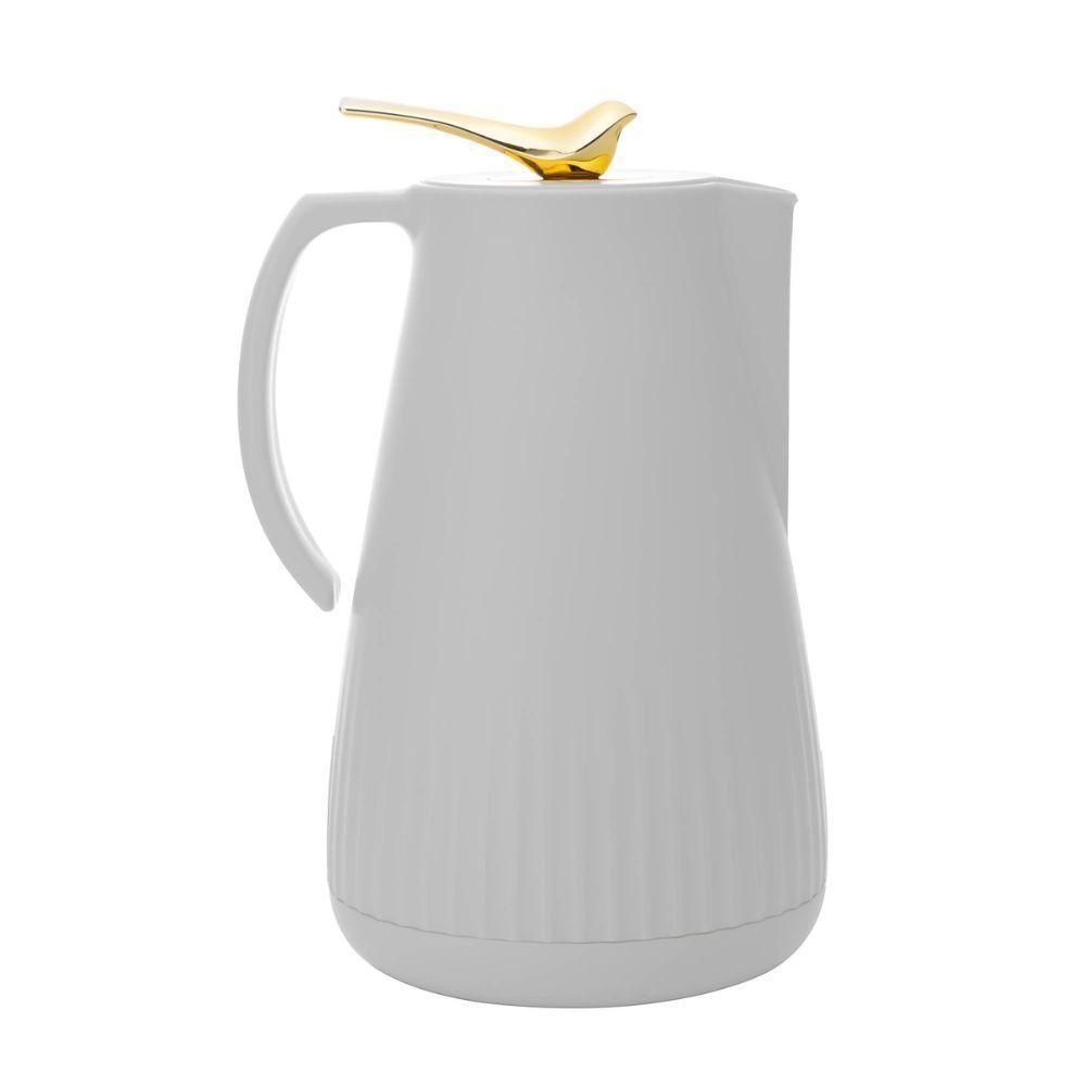 Garrafa Térmica de Plástico com Tampa Pássaro Dourado Ouro New Bird Branca 1l Wolff - 2