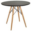 Ver imagem 2 de Conjunto de Mesa de Jantar Eames Eiffel Redonda 100cm Tampo de Madeira Preto com 6 Cadeiras Pretas