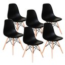 Ver imagem 3 de Conjunto de Mesa de Jantar Eames Eiffel Redonda 100cm Tampo de Madeira Preto com 6 Cadeiras Pretas