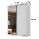 Ver imagem 3 de Guarda Roupa 1,74m 2 Portas de Correr C/ Espelho 100% Mdf Cor:branco