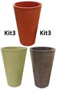 Ver imagem 1 de Kit 3 Vaso Planta 75x50 Redondo Cônico Polietileno BGPLASTICOS V375K3 CORES VARIADAS
