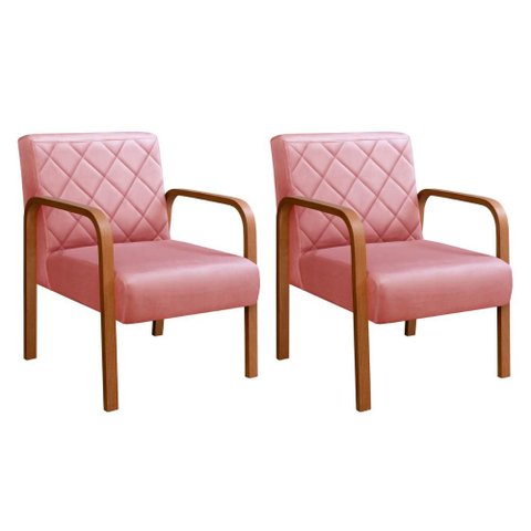 Kit 2 Poltronas Lara Cor:Suede Rosa 280