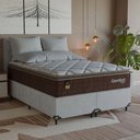 Ver imagem 1 de Cama Box Casal Bipartido + Colchão Comfort Class Pillow Top Marrom/suede Branco