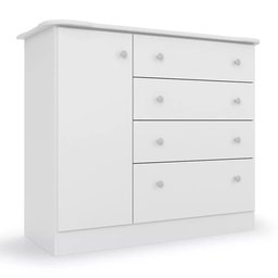 Cômoda Infantil Espaçosa Branca com 04 Gavetas e 01 Porta para Quarto Baby Luxo Icp - 1