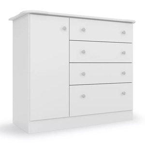 Cômoda Infantil Espaçosa Branca com 04 Gavetas e 01 Porta para Quarto Baby Luxo Icp