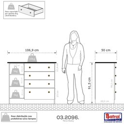 Cômoda Infantil Espaçosa Branca com 04 Gavetas e 01 Porta para Quarto Baby Luxo Icp - 4