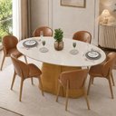 Ver imagem 2 de Mesa de Jantar 6 Lugares Orgânica Elipse Tampo com Vidro 183cm Degas D05 Cedro Off White - Lyam