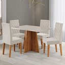 Ver imagem 1 de Mesa de Jantar 4 Lugares Antonella Mel/blonde/veludo Pastel - Viero Móveis