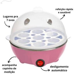 Cozedor Elétrico de Ovos a Vapor Multifuncional – Rosa – 220volts - 3