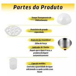 Cozedor Elétrico de Ovos a Vapor Multifuncional – Rosa – 220volts - 7