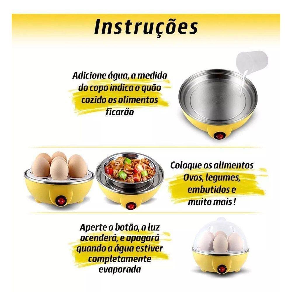 Cozedor Elétrico de Ovos a Vapor Multifuncional – Rosa – 220volts - 8